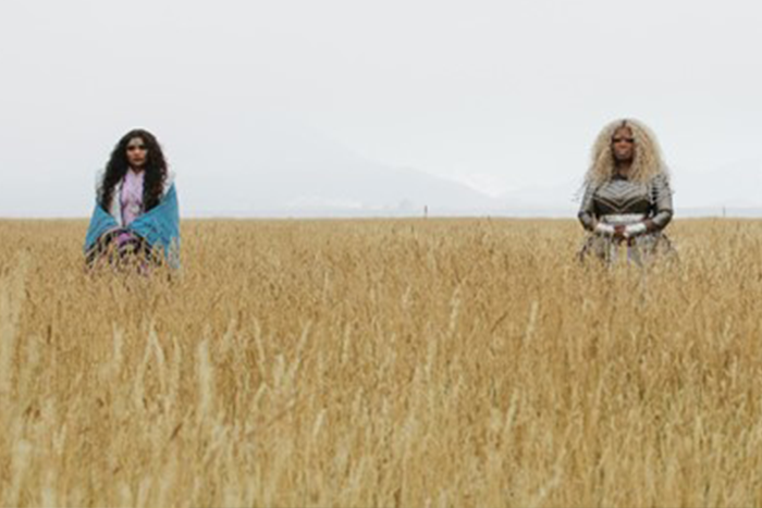 two women in field